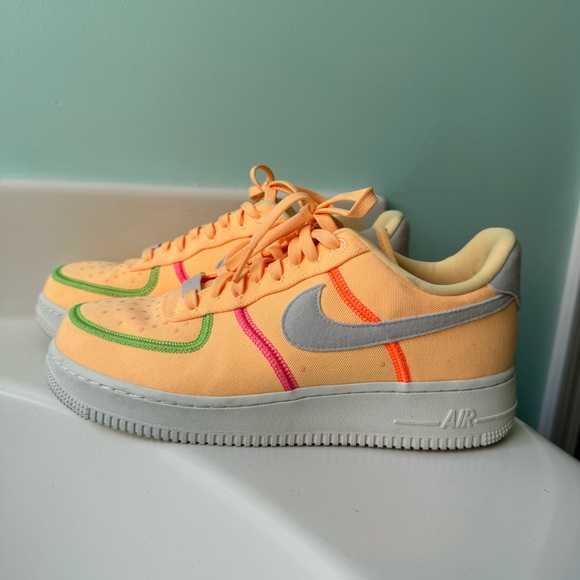 WMNS AIR FORCE 1 '07 LOW LX 'STITCHED CANVAS - MELON TINT' - Picture 1 of 7